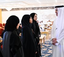 Shaeikh Saud bin Saqr Al Qasimi Ruler of Ras Al Khaimah meeting scholarship students